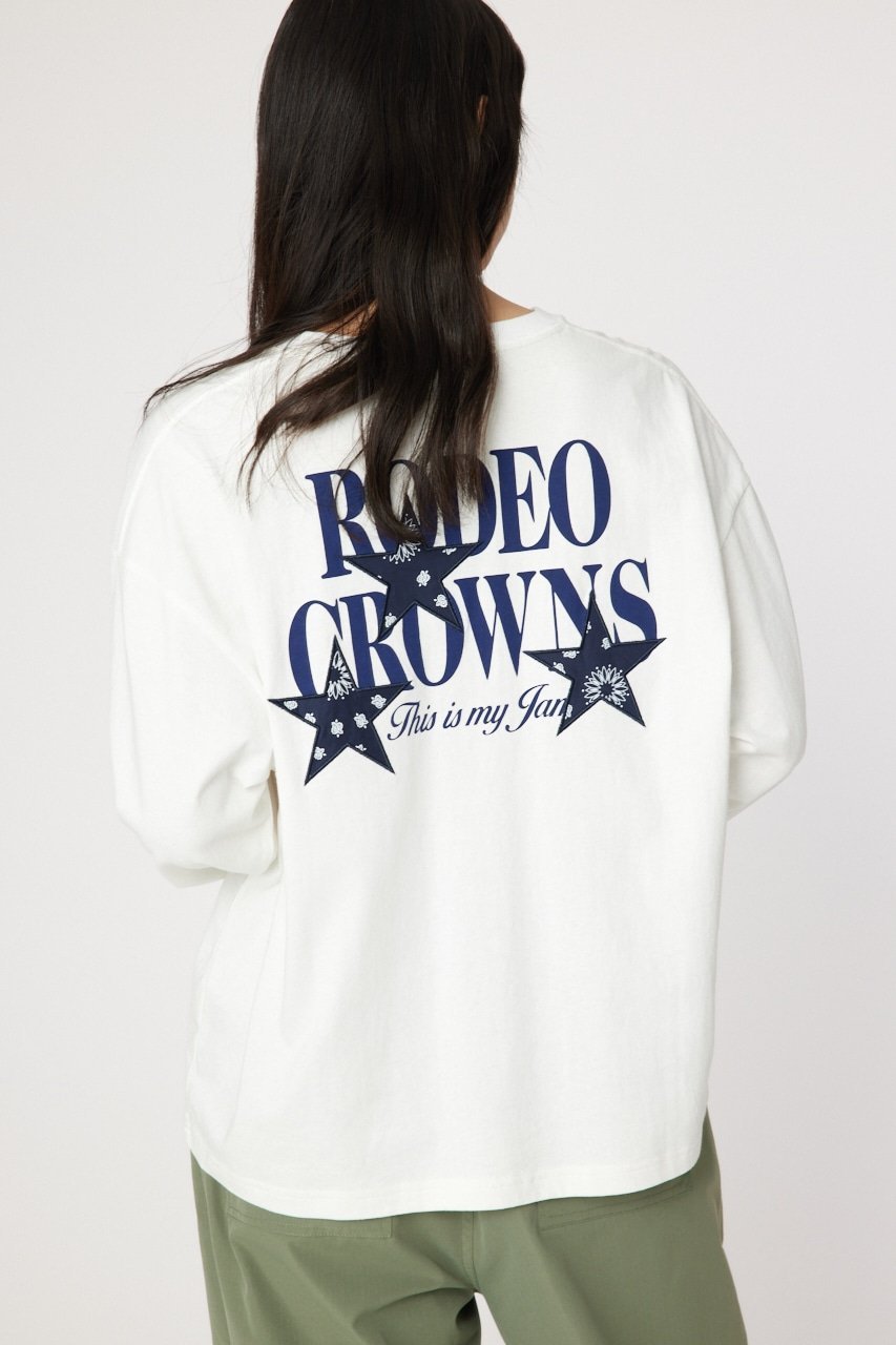 ロデオクラウンズ トップス レディース RODEO CROWNS WIDE BOWL バンダナスターアップリケL/S Tシャツ ロデオクラウンズワイドボウル トップス カットソー・Tシャツ ホワイト ブラック ピンク【送料無料】