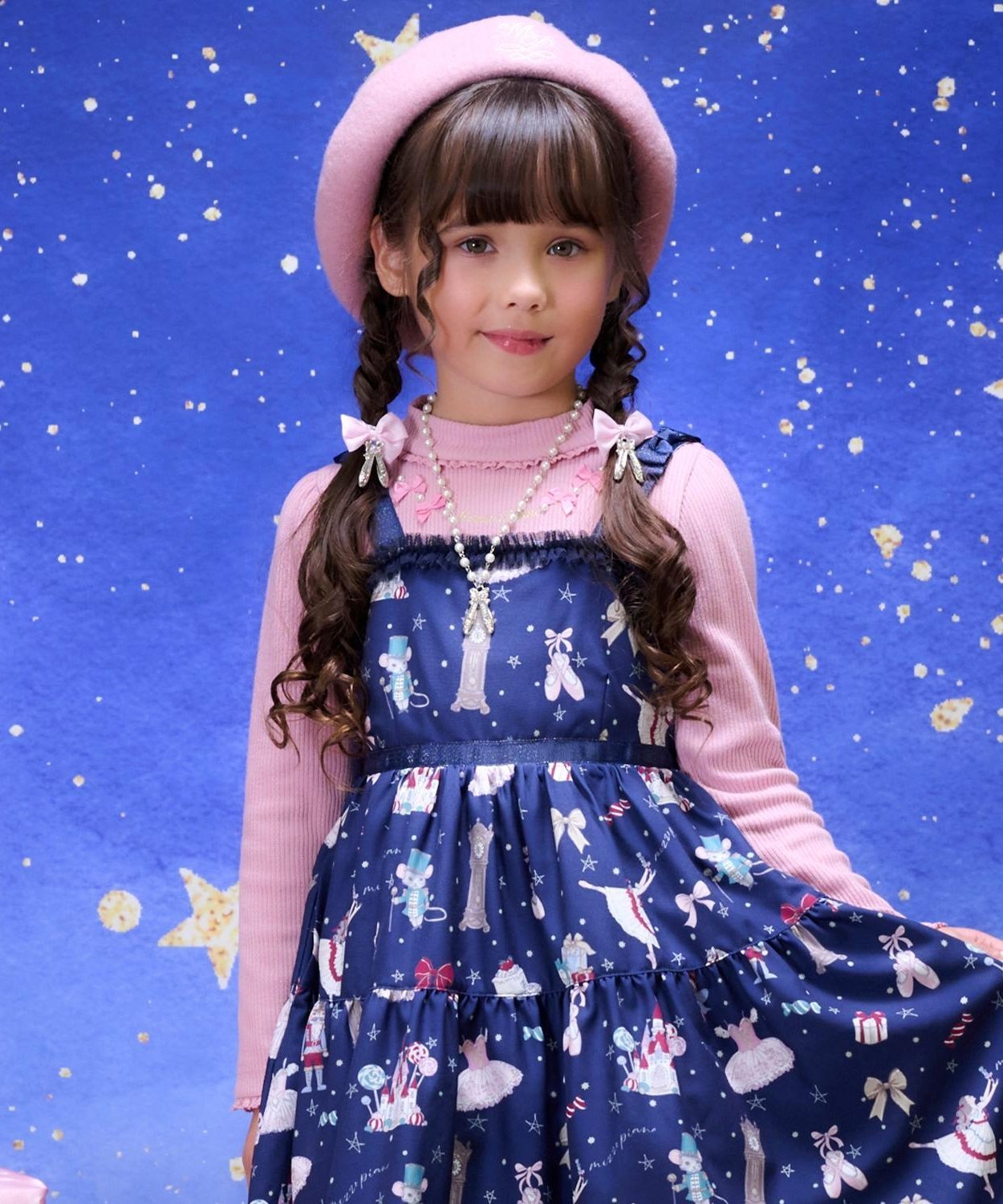 mezzo piano リボンネックレス風 プチハイ長袖Tシャツ ナルミヤオンライン トップス カットソー・Tシャ..