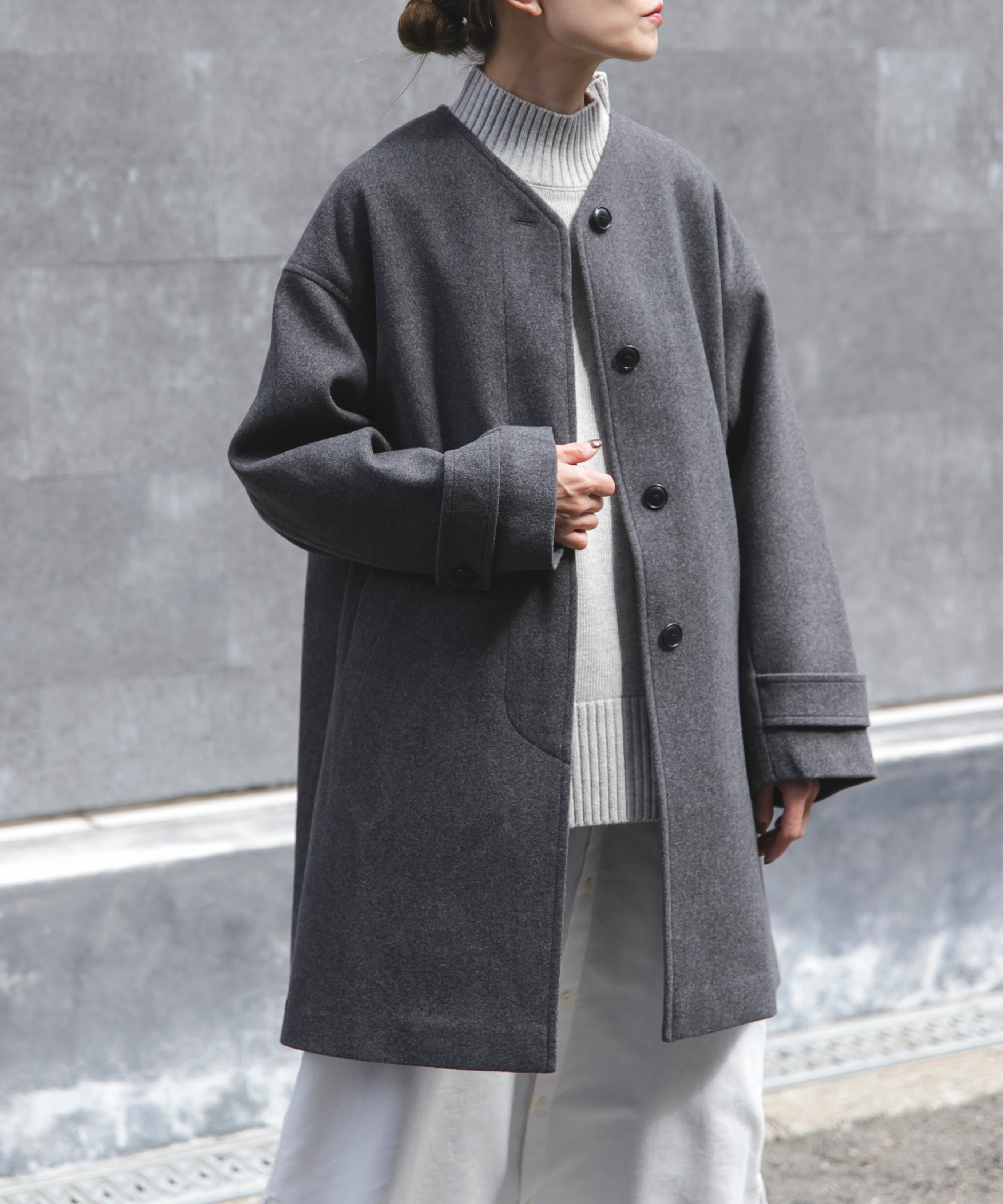 URBAN RESEARCH DOORS FORK&SPOON ウールノーカラーコート アーバンリサーチドアーズ ジャケット・アウター その他のジャケット・アウター ネイビー ベージュ グレー【送料無料】のサムネイル