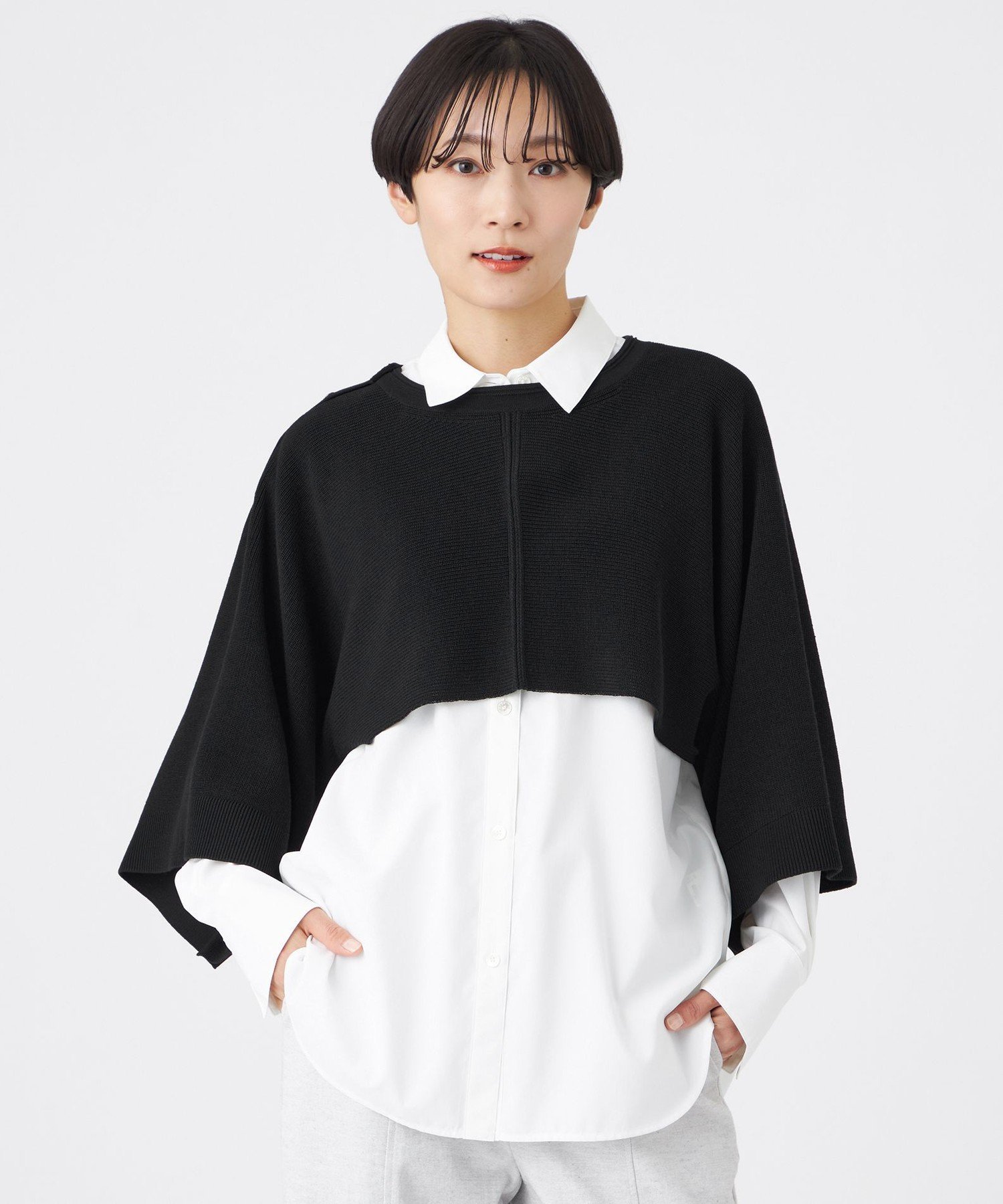 EVEX by KRIZIA 【L】【ウォッシャブル】2wayニットベスト サンヨー エルサイズ トップス その他のトップス ブラック【送料無料】