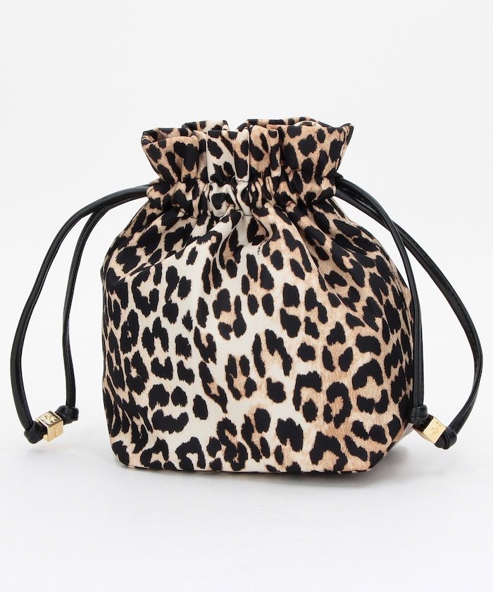 【SALE／10%OFF】GANNI Pouch Printed Nylon / B3010069 / レオパード柄 ナイロン キンチャク ミニバッグ 26SS フリークスストア バッグ ハンドバッグ【送料無料】