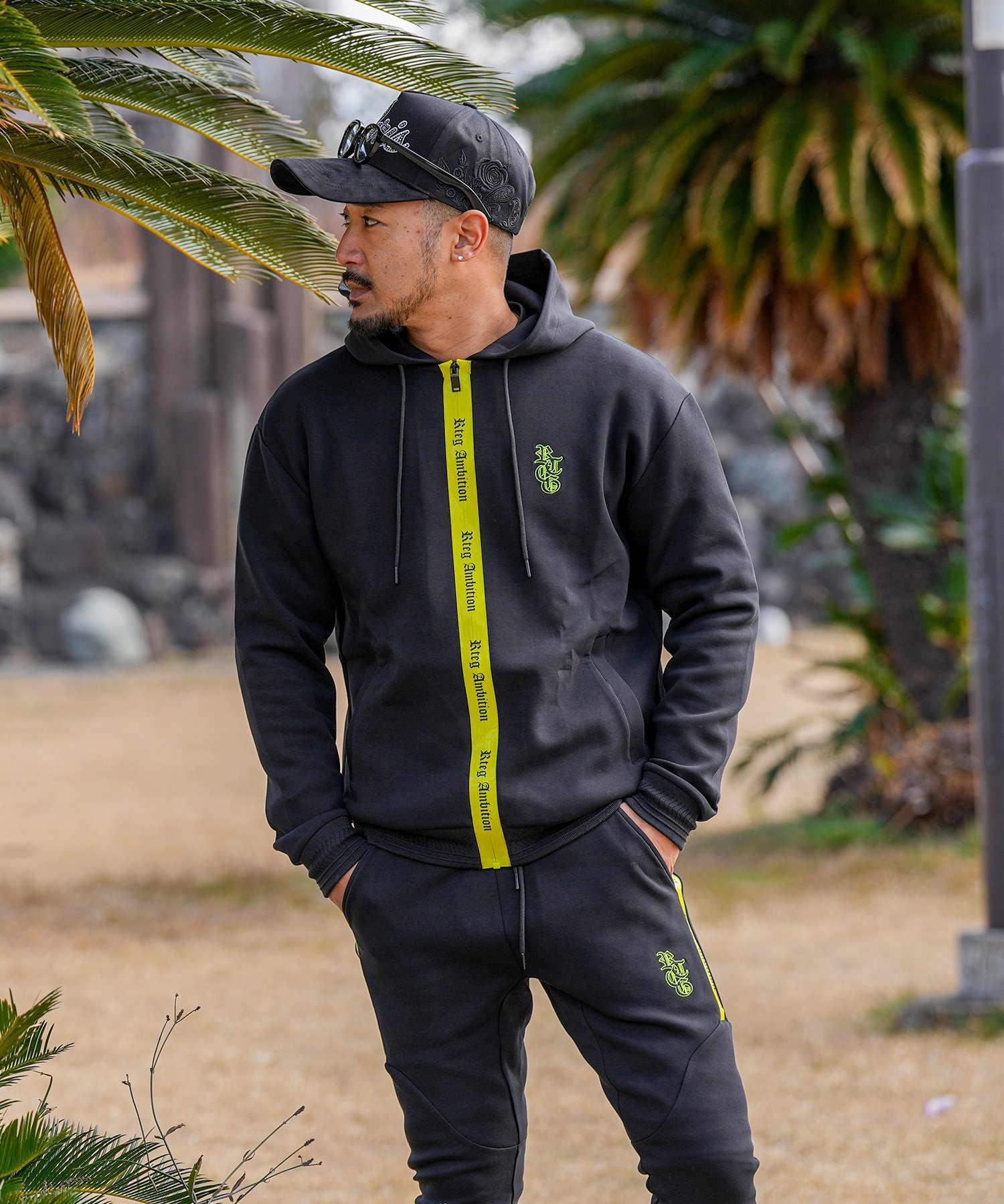 Retro Engine RTEG NEON/OE ZIP HOODIE アダムスジャグラー トップス パーカー・フーディー グレー ブラック【送料無料】