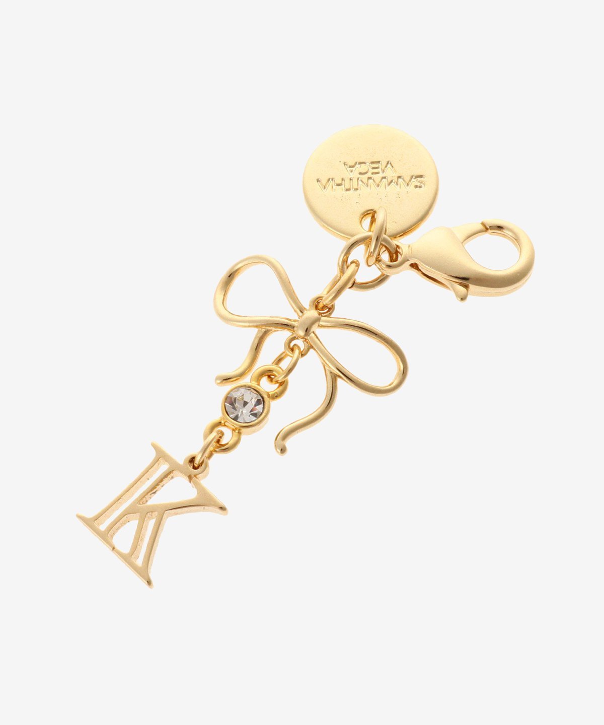 SAMANTHAVEGA リボンイニシャルファスナートップ(K) サマンサ ベガ ファッション雑貨 チャーム・キーチェーン ゴールド