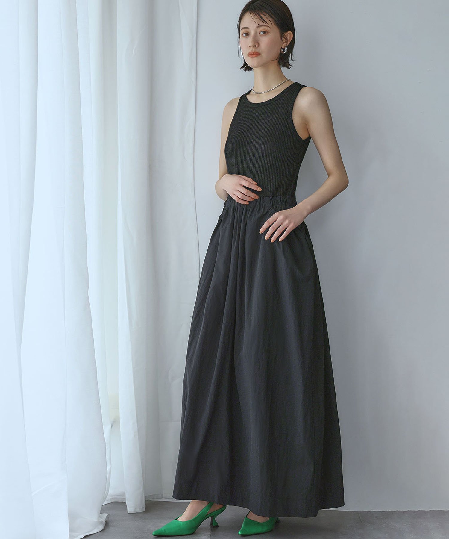 【SALE／28%OFF】Ampirula カップ付きアメスリラメリブニットドッキングコクーンロングワンピース リバーフィールド アンド コー ワンピース・ドレス ワンピース ホワイト ブラック【送料無料】
