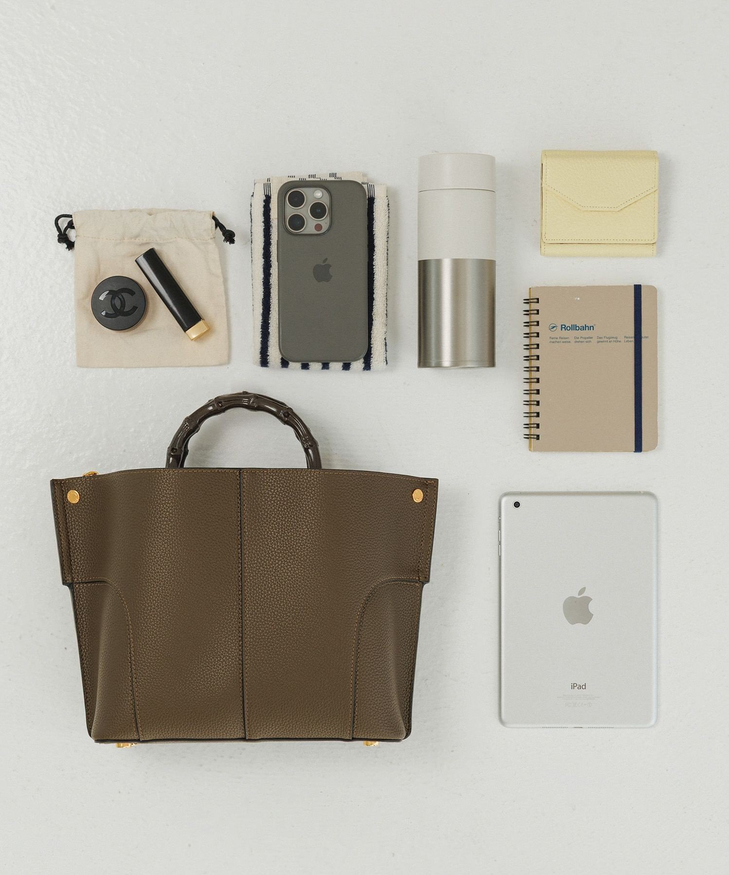 ROPE' 【E'POR】BAMBOO BAG Medium【超軽量】【25AW】 ロペ バッグ ハンドバッグ カーキグリーン ベージュ ブラック ホワイト【送料無料】