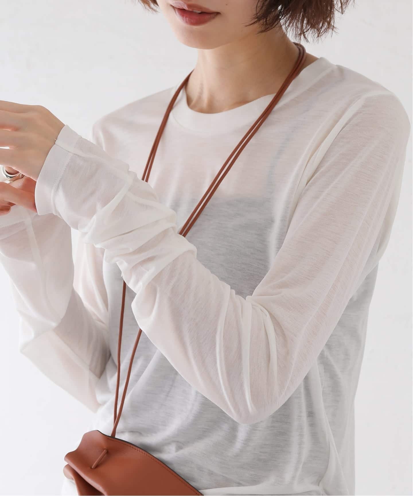 JOURNAL STANDARD L'ESSAGE 【BASERANGE/ベースレンジ】LONG SLEEVE TEE ロングスリーブTシャツ ジャーナルスタンダード レサージュ トップス カットソー・Tシャツ ブラウン ベージュ ピンク【送料無料】