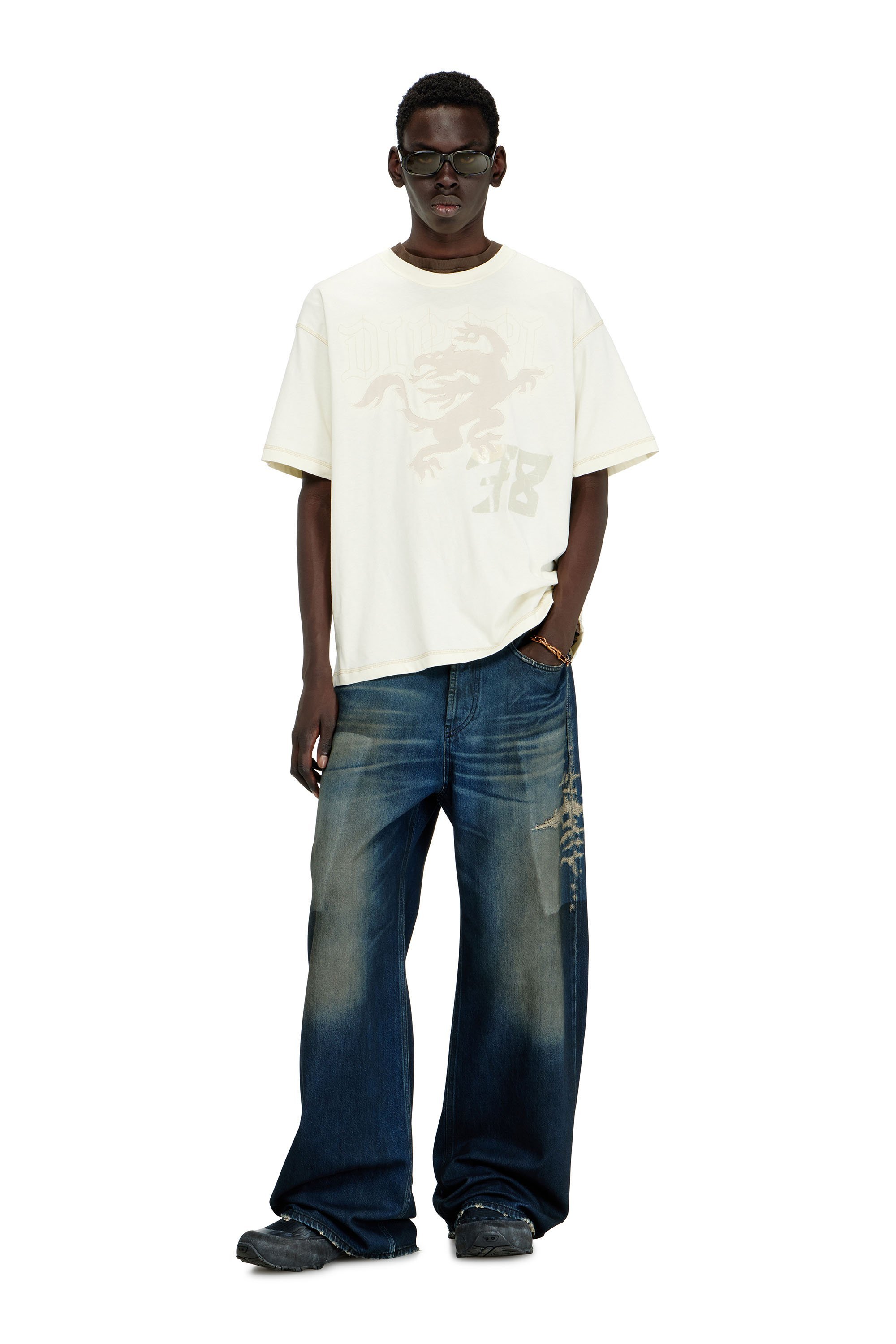 メンズ Tシャツ T-BOXT-NOTCH ディーゼル トップス カットソー・Tシャツ ホワイト