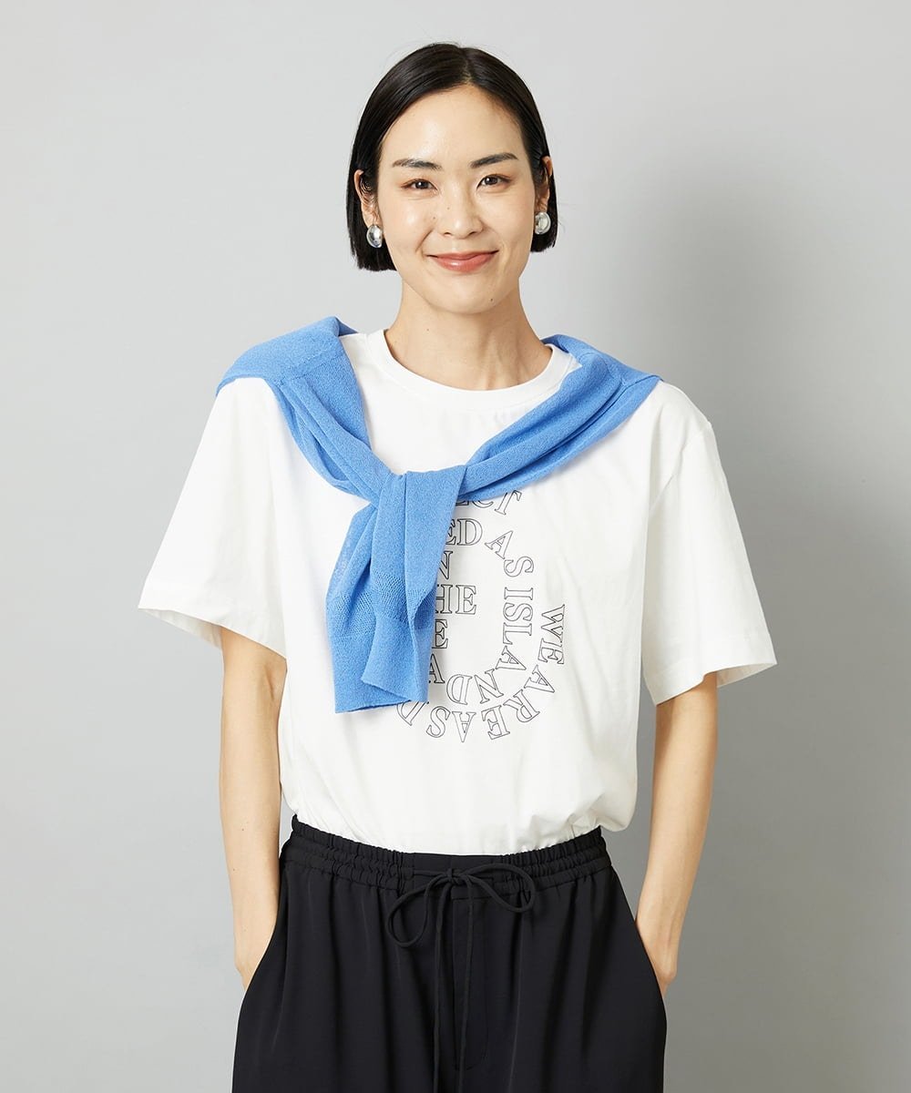 MICHEL KLEIN（小さいサイズ） [小さいサイズ]透明箔プリントTシャツ メゾンドゥサンク トップス カットソー・Tシャツ ホワイト
