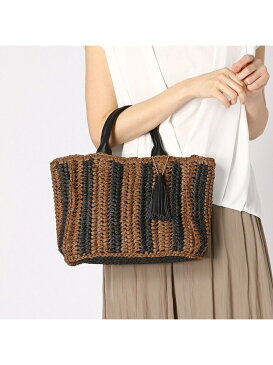 【SALE/50%OFF】MONO COMME CA 《ショルダー付き》ざっくり編みカゴバッグ コムサイズム バッグ ハンドバッグ ブラック ブラウン