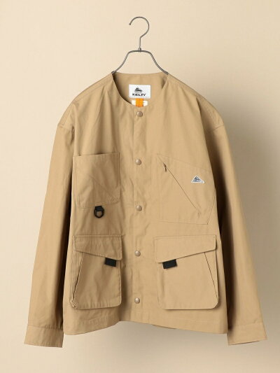 Weather Cloth Collarless Jacket 114-04-0248: Beige Weather Cloth Collarless Jacket 114-04-0248: Beige