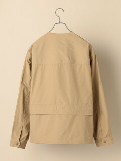 Weather Cloth Collarless Jacket 114-04-0248: Beige Weather Cloth Collarless Jacket 114-04-0248: Beige