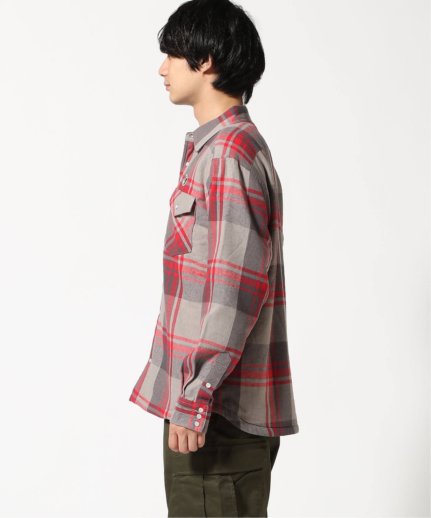 F.S.B/(U)チェック裏ボアシャツ エフエスビー トップス シャツ・ブラウス オレンジ レッド