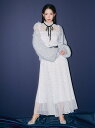 LILY BROWN 【LILY BROWN×MARY QUANT】ベルト付きドットチュールドレス リリーブラウン ワンピース・ドレス ドレス ホワイト ブラッ...