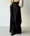 【SALE/65%OFF】JUNOAH ウエストホックタックワイドスラックス ジュノア パンツ スラックス・ドレスパンツ ホワイト ブラック グレー