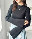 【SALE/36%OFF】GeeRA フレア袖ラメリブショートニットトップス ジーラ トップス ニット ブラック ホワイト シルバー グレー