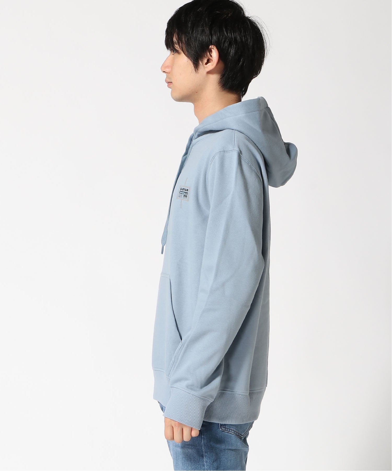 【公式ショップ】LOGO HOODED SWEATER/グラフィックブランドロゴパーカー ジースターロゥ トップス パーカー・フーディー ブルー
