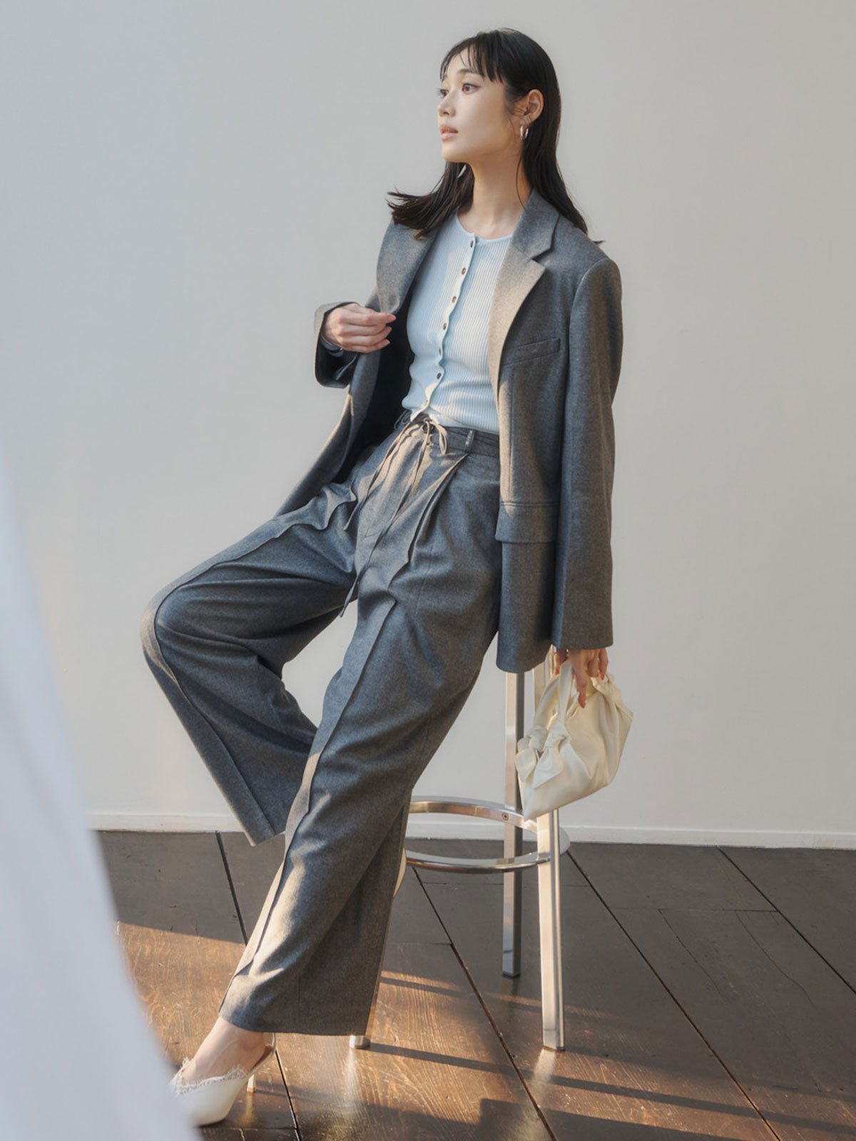 ウールリボンベルトパンツ アニュアンス パンツ その他のパンツ