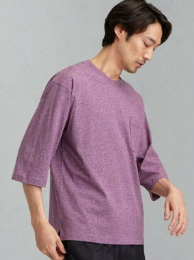 【SALE／50%OFF】UNITED ARROWS green label relaxing SCマルチメランジクルー7分袖Tシャツ ユナイテッドアローズ グリーンレーベルリラクシング カットソー Tシャツ ネイビー ブルー パープル