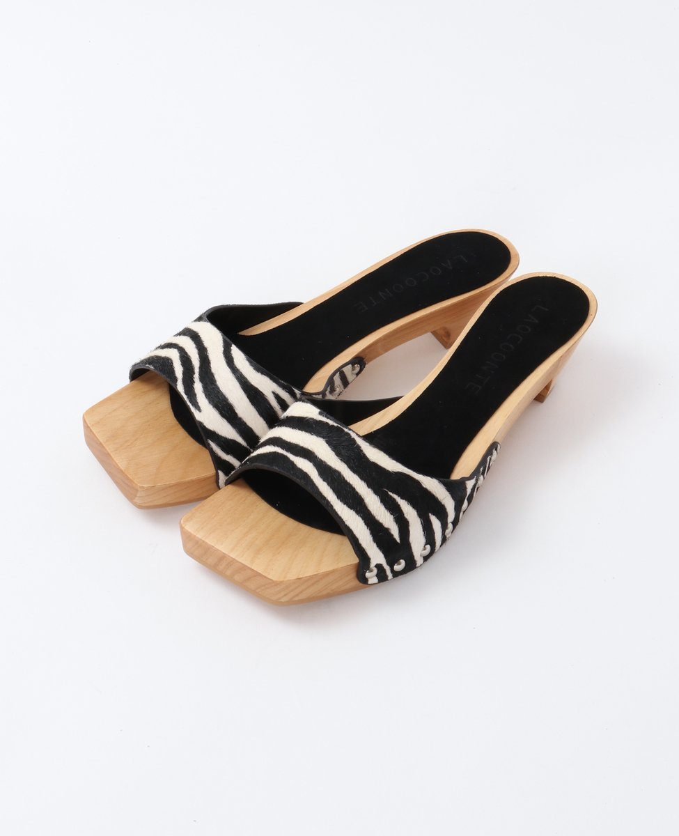 【SALE／30%OFF】A_ ゼブラ柄ハラコミュール ソフィット シューズ・靴 サンダル ホワイト ブラウン【送料無料】のサムネイル