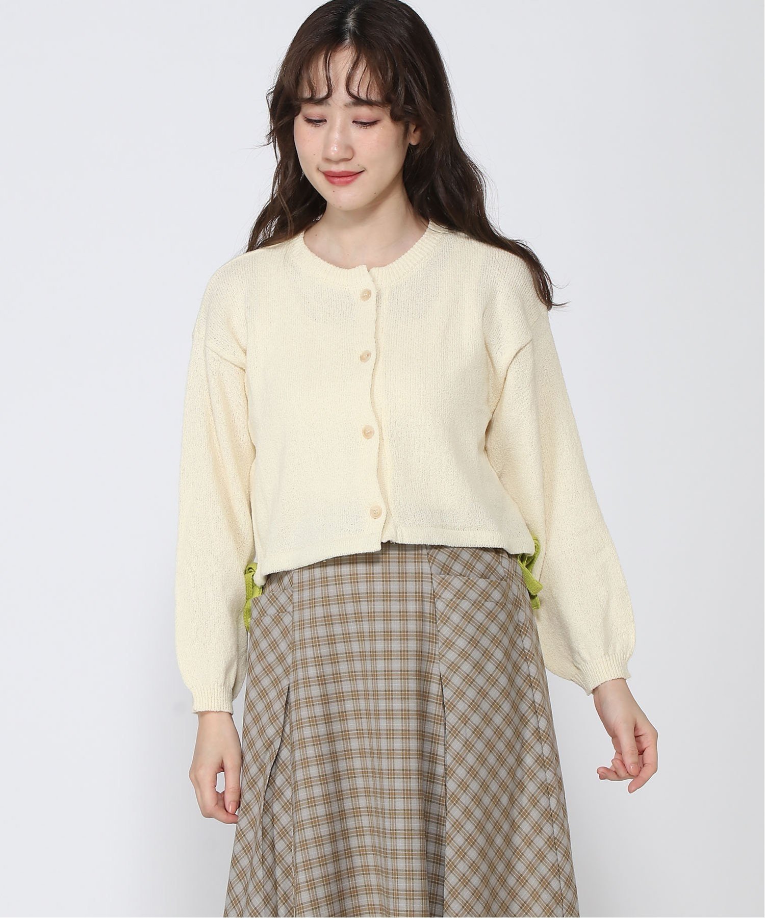 【SALE／50%OFF】POU DOU DOU テープヤーンカーディガン プードゥードゥー トップス カーディガン ホワイト グリーン ブルー