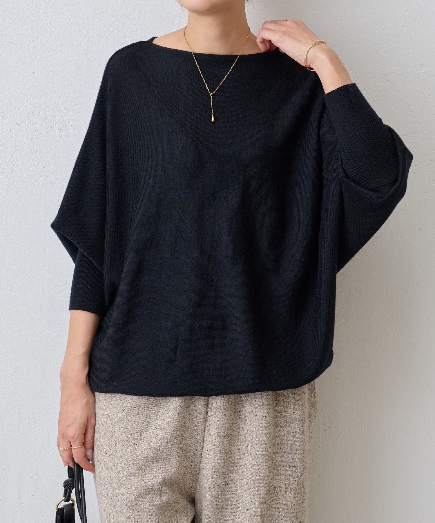 BEARDSLEY ウールドルマンニット ビアズリー トップス ニット ブラック ベージュ グレー【送料無料】のサムネイル