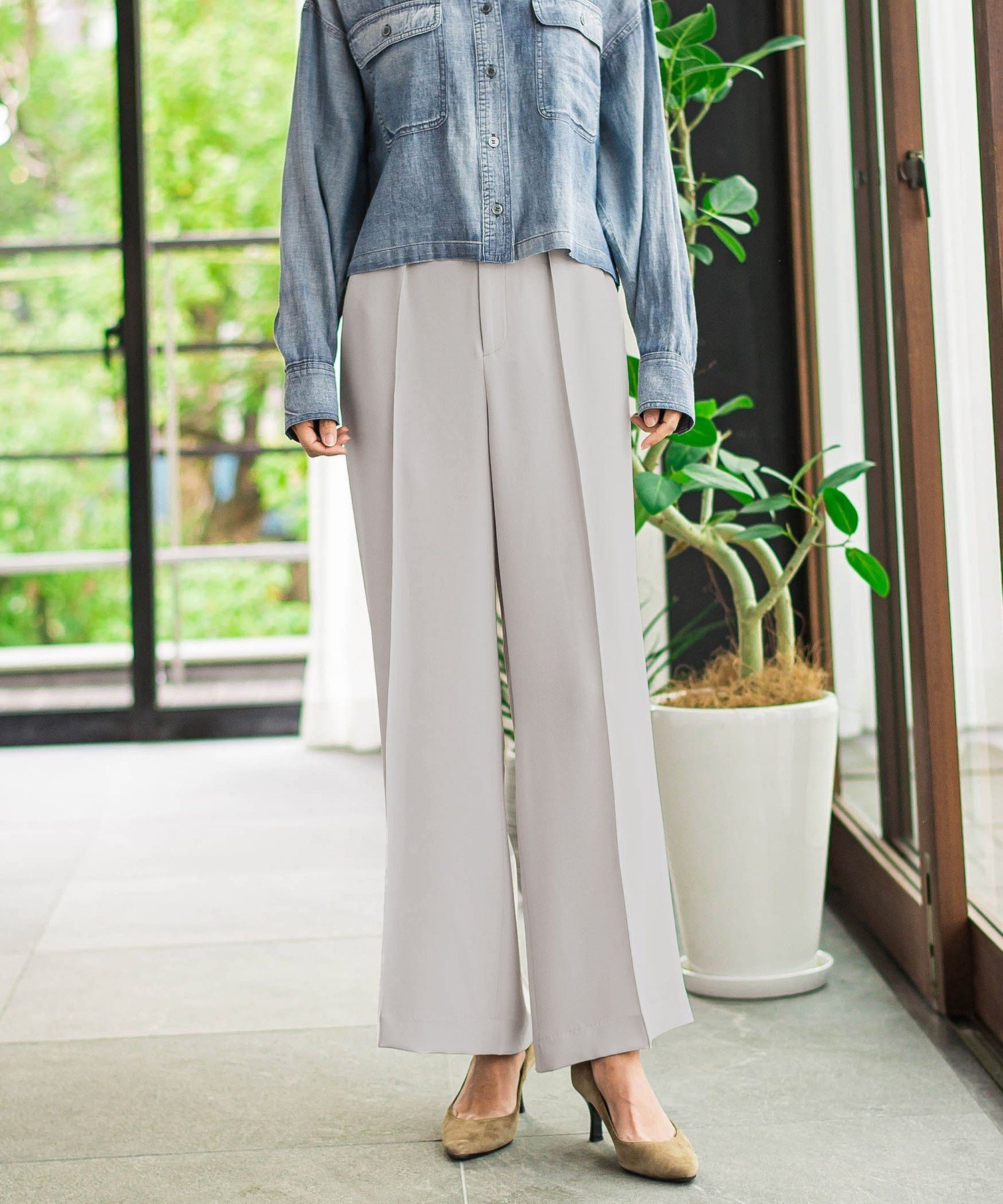 la.f... 【旅楽シリーズ】"シワレス"ワイドパンツ≪洗濯機で洗える≫ ラ・エフ パンツ その他のパンツ ブラック ネイビー