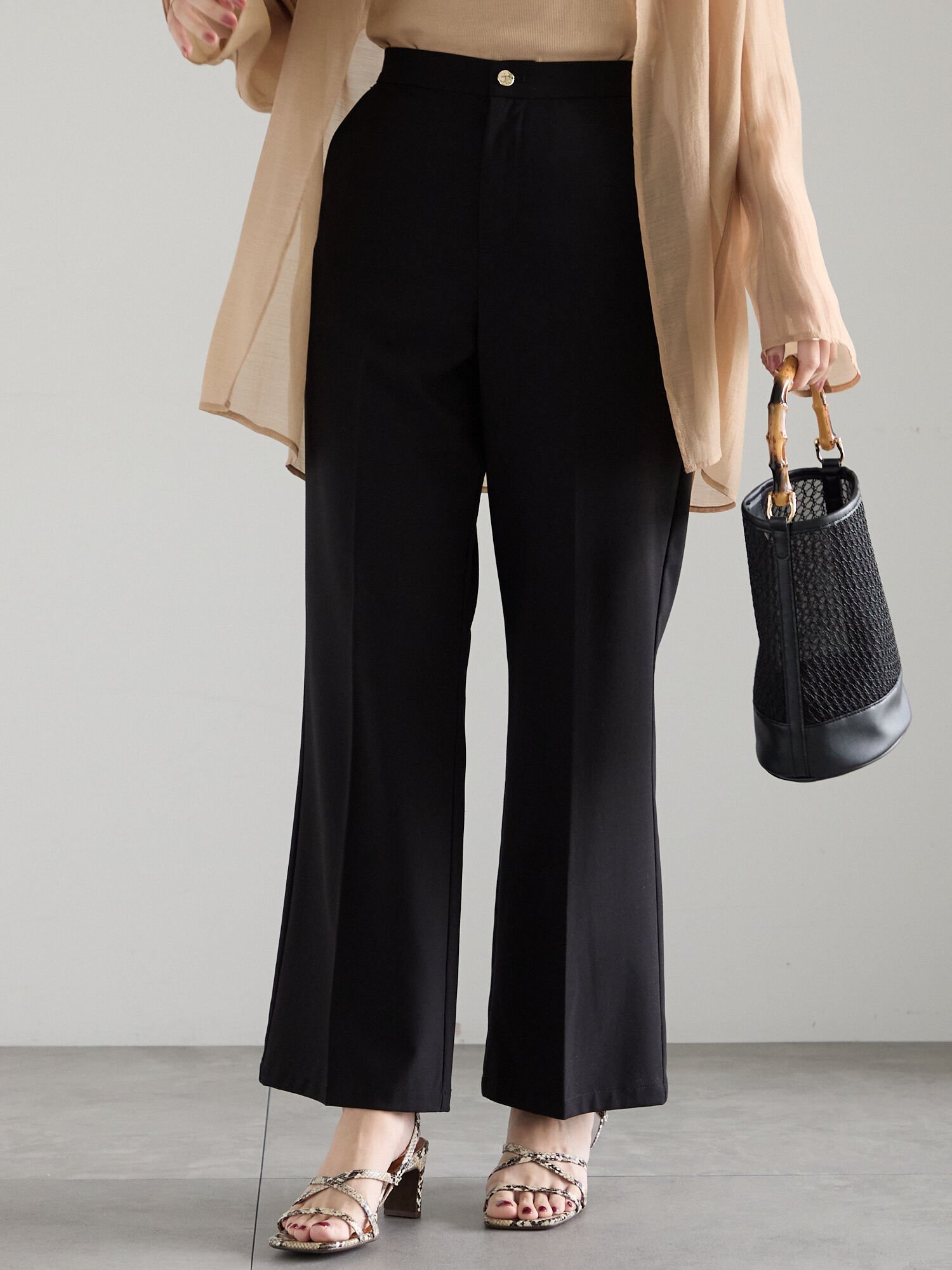 【SALE/60%OFF】Te chichi 【松井愛莉着用】ドライダブルクロスフレアストレートパンツ テチチ パンツ その他のパンツ ブラック カーキグリーン ベージュ