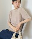 AMERICAN HOLIC フェザー半袖ニットプルオーバー アメリカン ホリック トップス ニット ネイビー ベージュ グリーン
