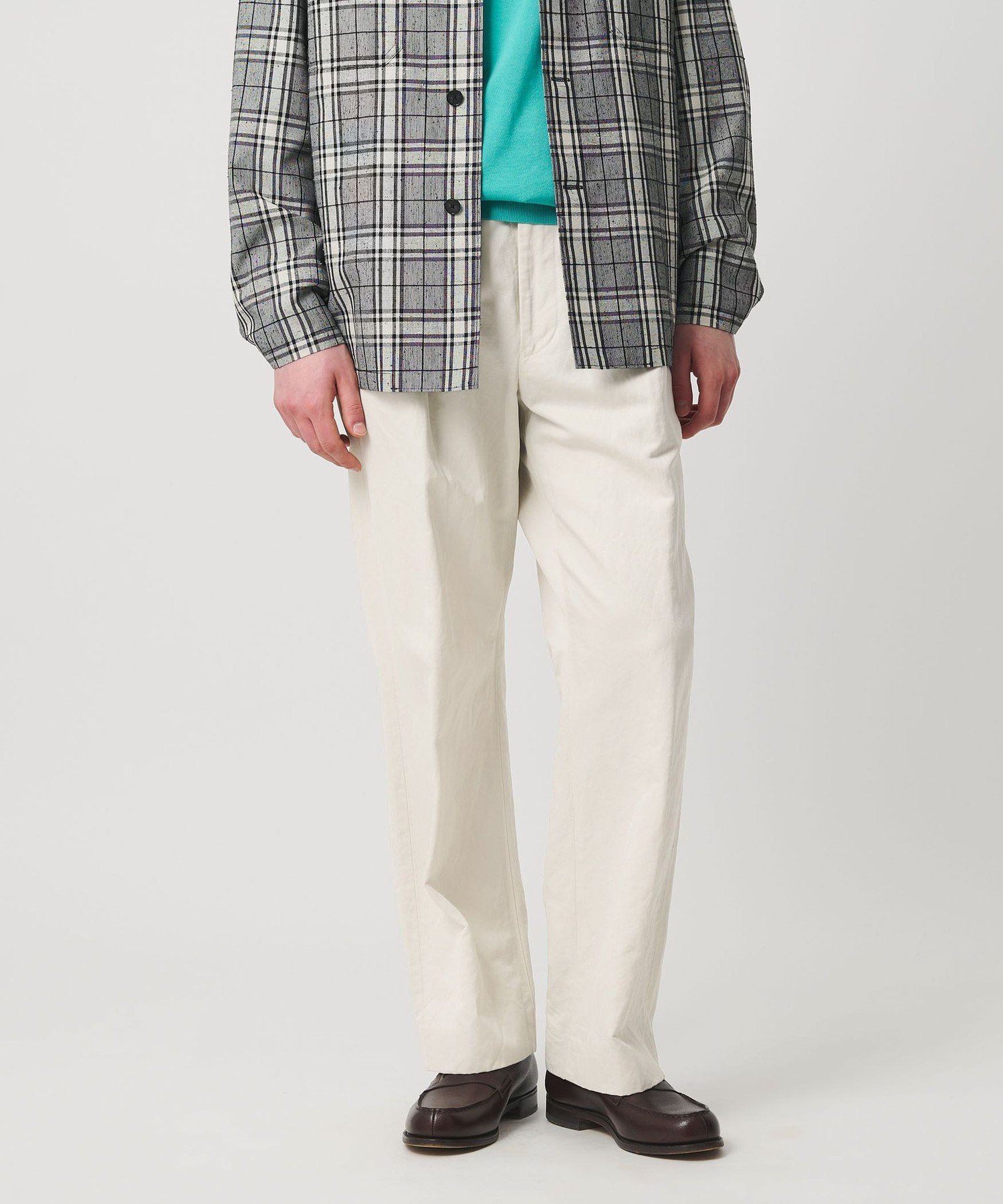 UNITED ARROWS ラミーブレンド 2プリーツ ニドムチノ 「SLOW & 」 ユナイテッドアローズ パンツ チノパンツ ホワイト ブラック【送料無料】