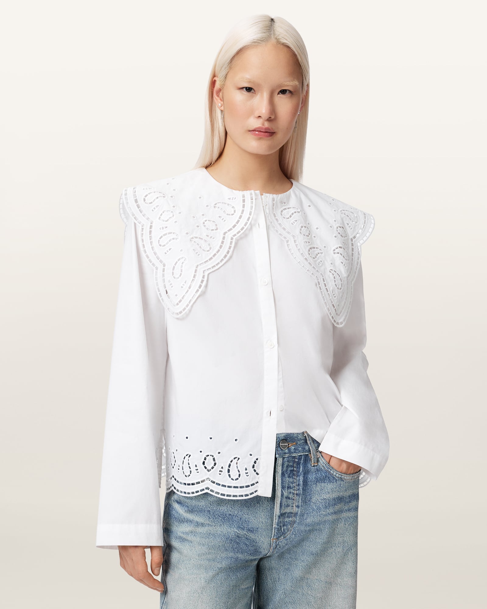 ALLSAINTS (W)MARIE SHIRT オールセインツ トップス シャツ・ブラウス ホワイト