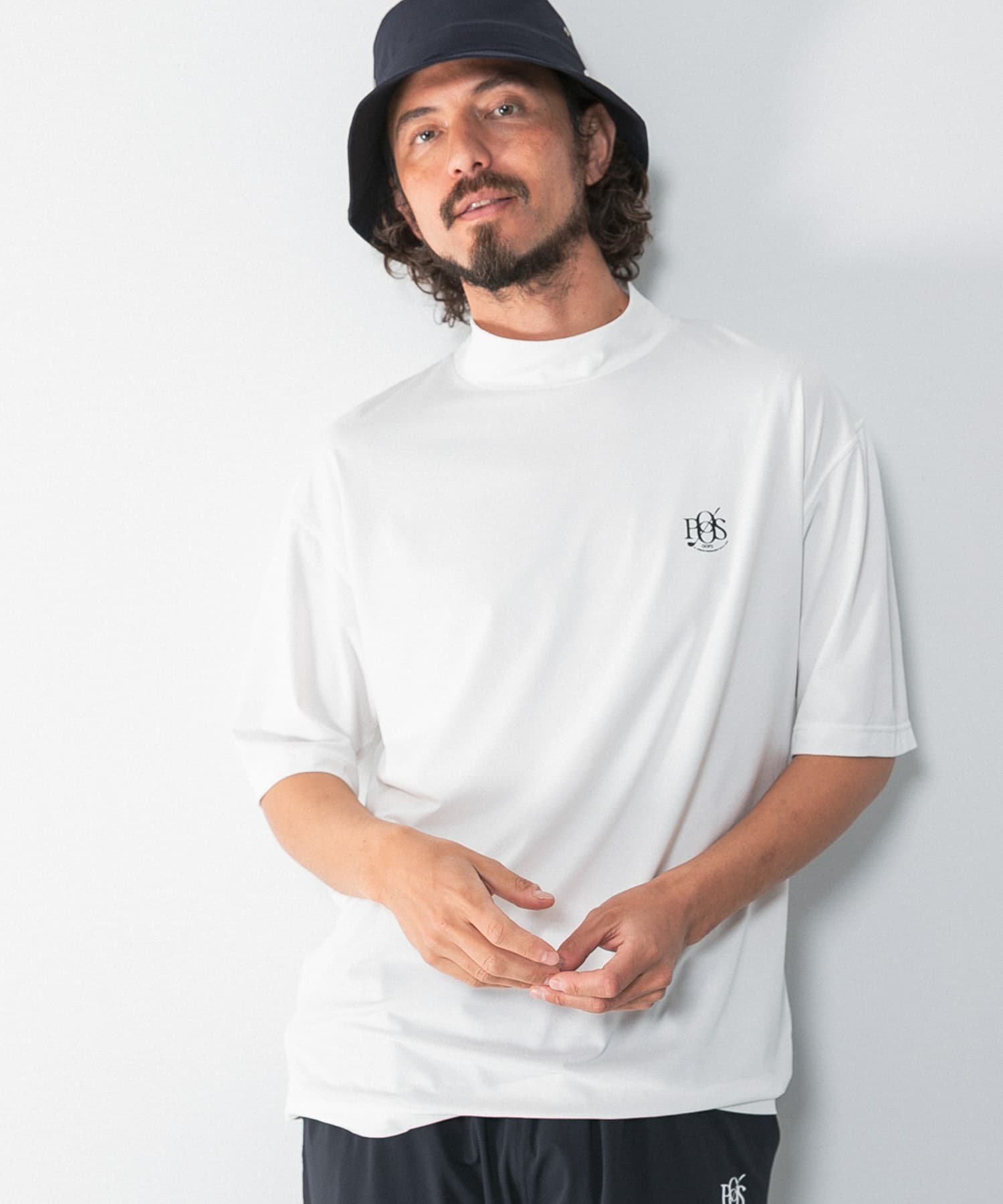 Sonny Label OOPS 吸水速乾モックネックTシャツ サニーレーベル トップス カットソー・Tシャツ ホワイト ブラック
