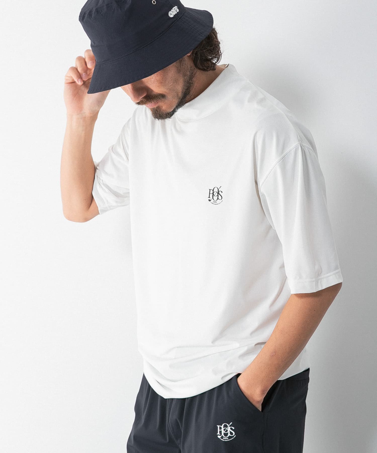 Sonny Label OOPS 吸水速乾モックネックTシャツ サニーレーベル トップス カットソー・Tシャツ ホワイト ブラック