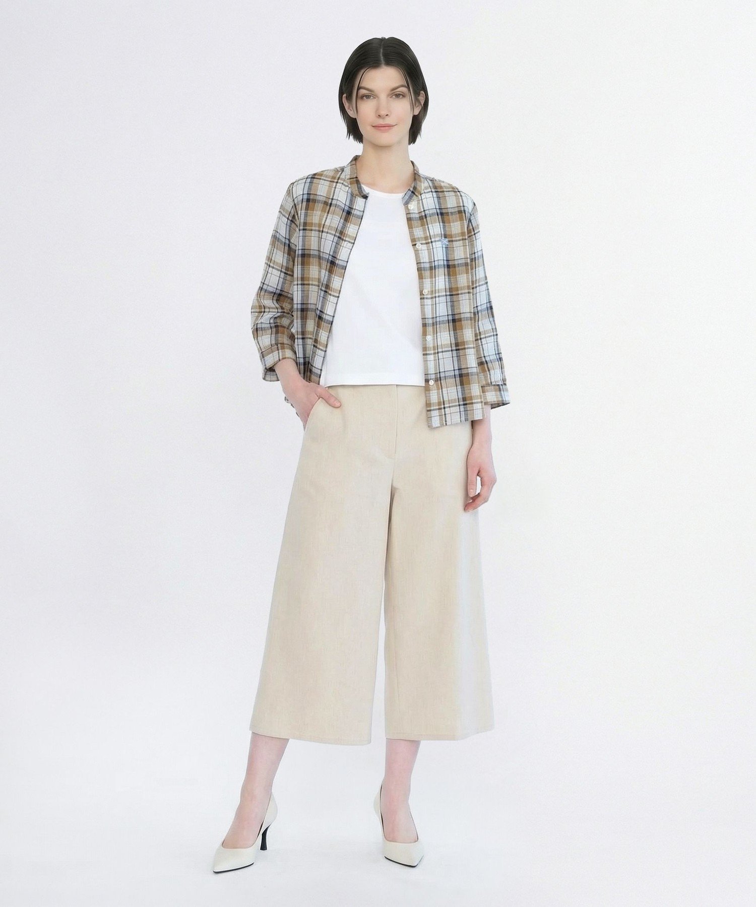 SCAPA リノマドラススタンドカラーブラウス スキャパ トップス シャツ・ブラウス ネイビー