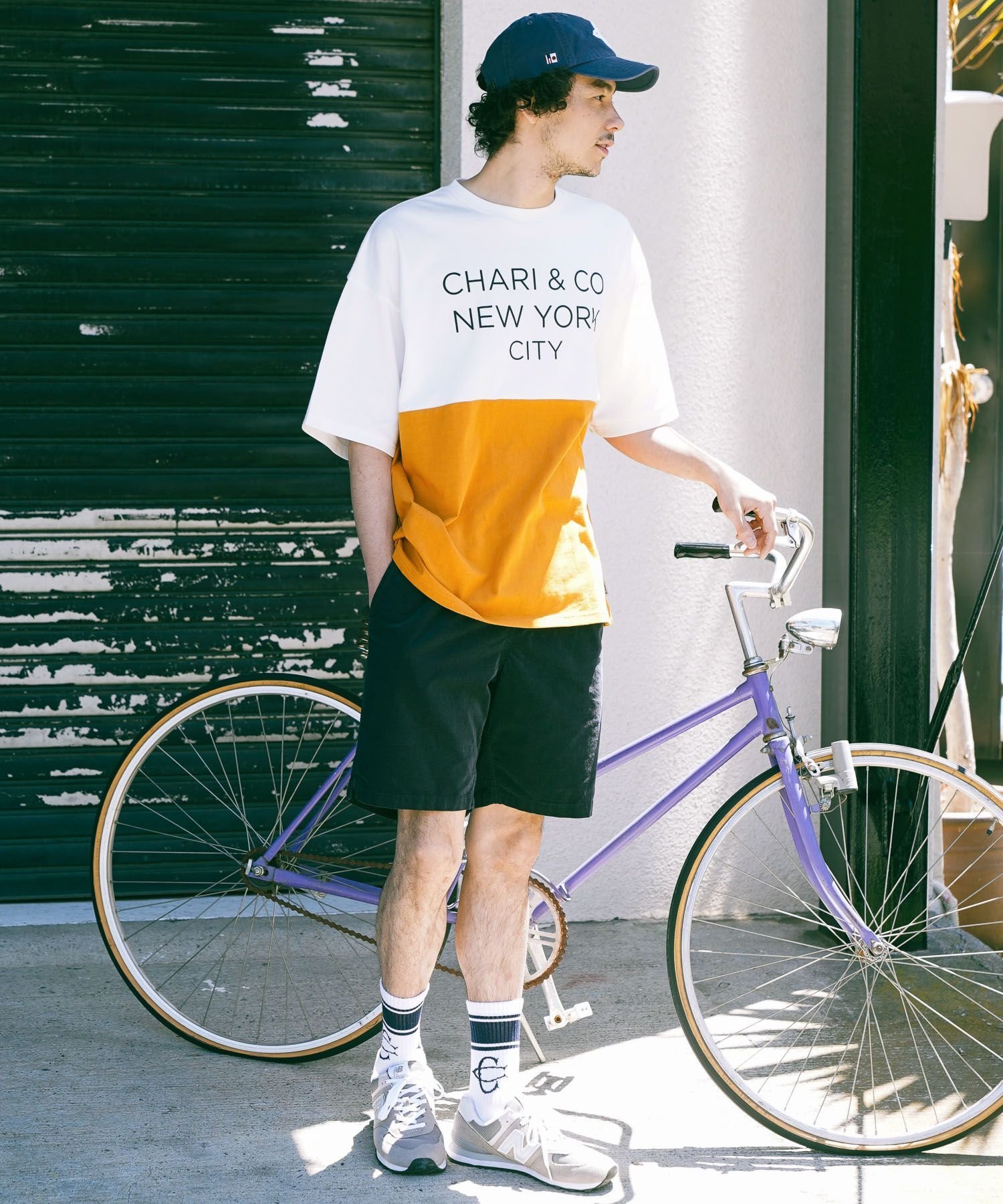 【SALE／40 OFF】CHARI CO safe ride 【CHARI CO SAFE RIDE for BAYFLOW】バイカラーTシャツ ベイフロー トップス カットソー Tシャツ イエロー レッド ブルー