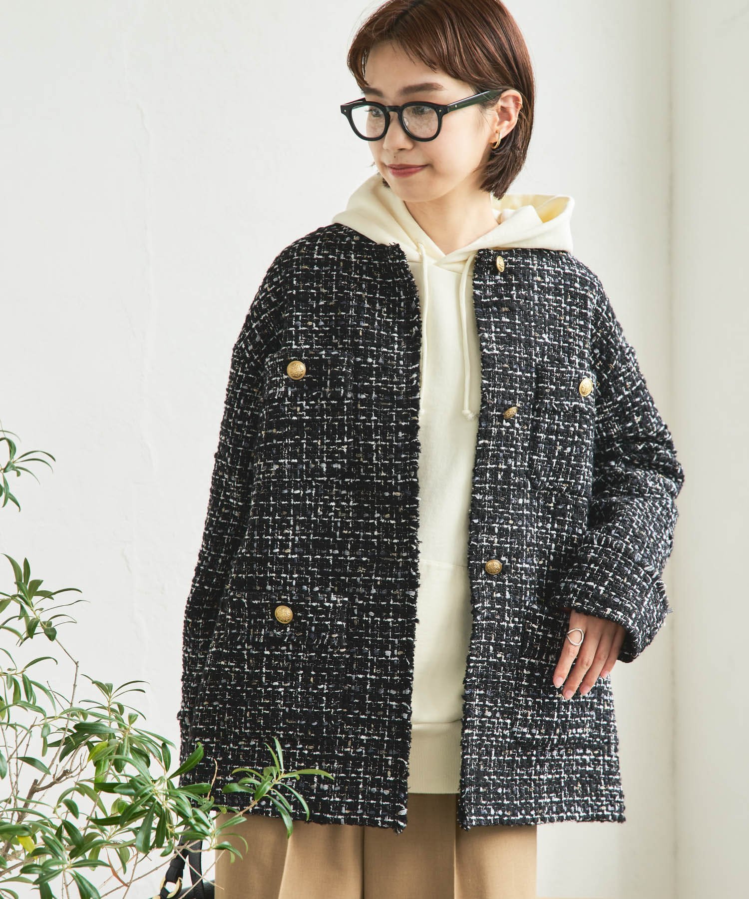 URBAN RESEARCH GIOLICAラメツイードジャケット アーバンリサーチ ジャケット・アウター その他のジャケット・アウター ブラック グレー【送料無料】のサムネイル