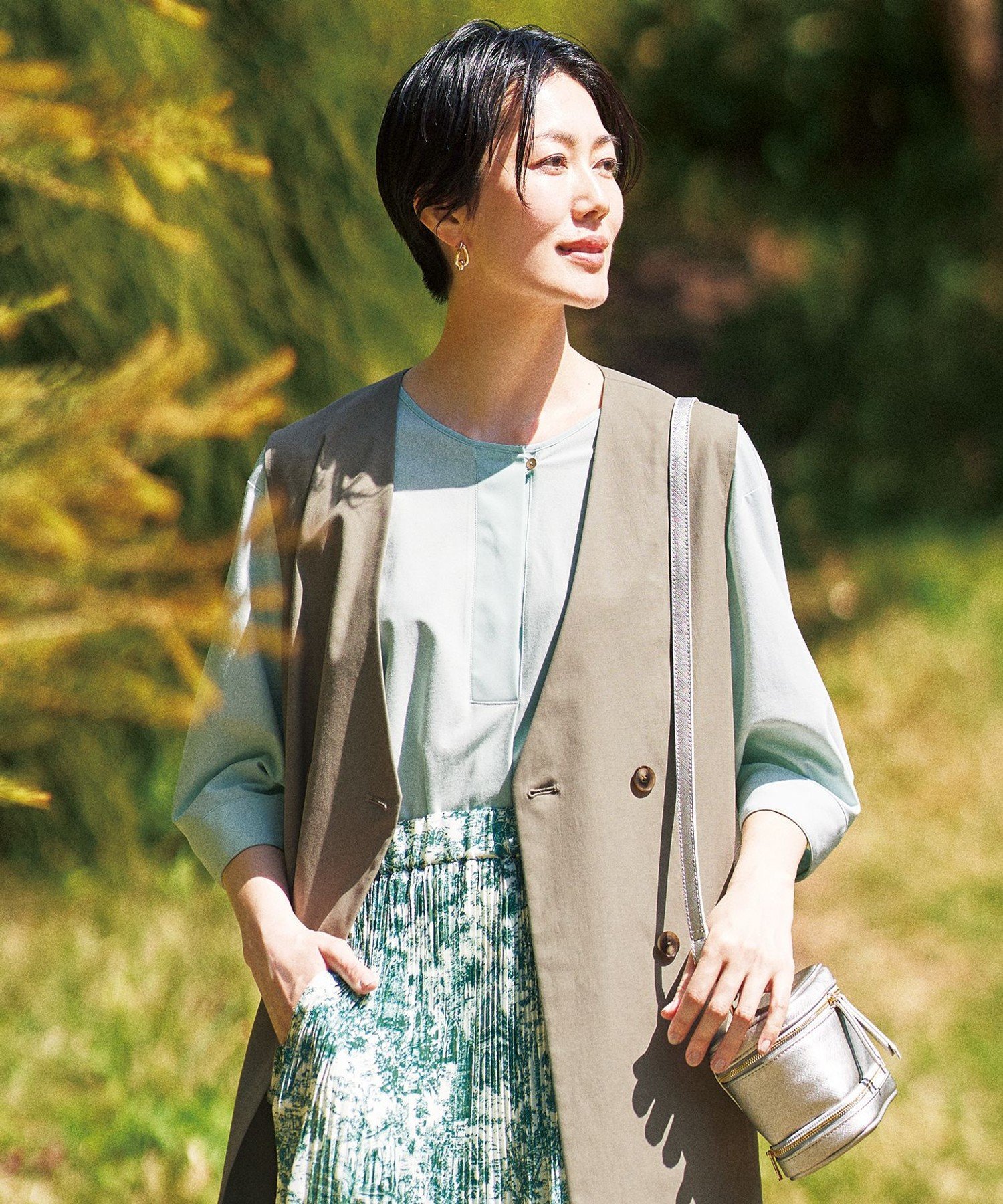 【SALE／40%OFF】自由区 L 【カタログ掲載・洗える】リヨセルコットンツイル ブラウス ジユウク トップ..