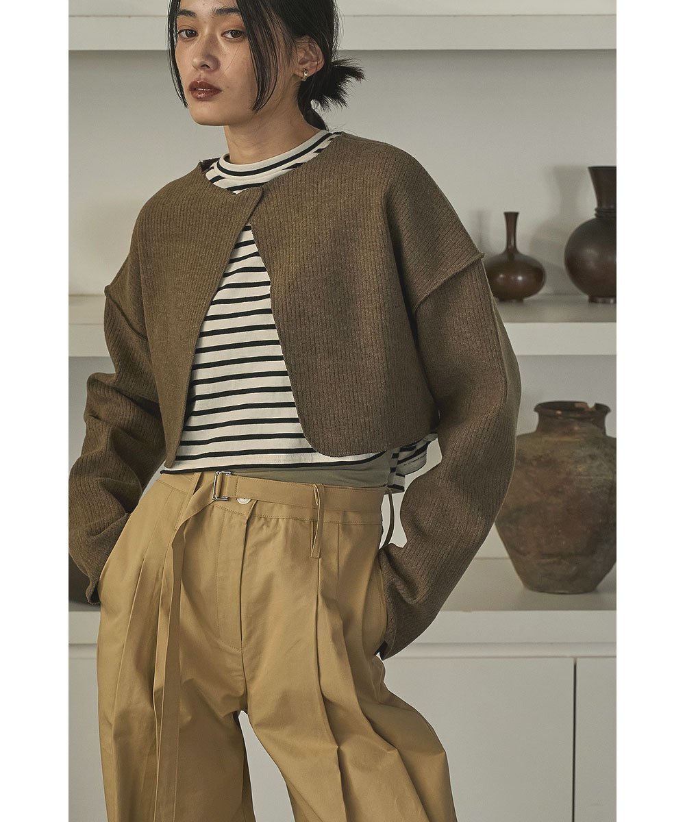 marjour LAYERED RIB KNIT TOPS マージュール トップス ニット ブラウン