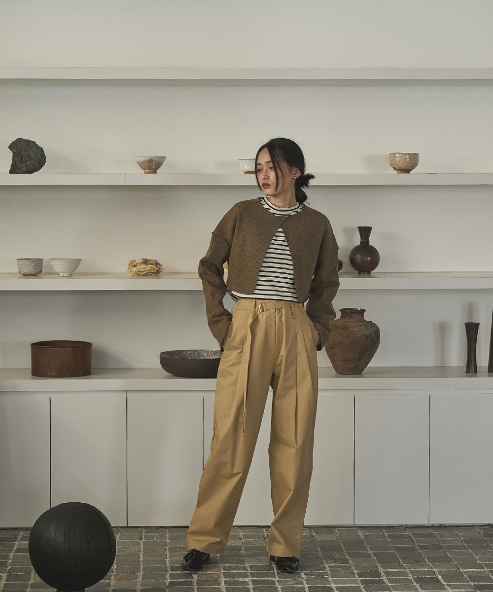 marjour LAYERED RIB KNIT TOPS マージュール トップス ニット ブラウン