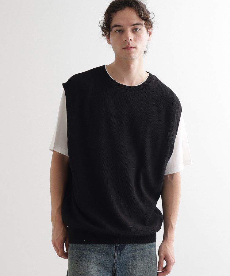 【SALE/70%OFF】tk.TAKEO KIKUCHI 【セットアイテム】ニットベストアンサンブル ティーケータケオキクチ トップス ニット ブラック ベー...