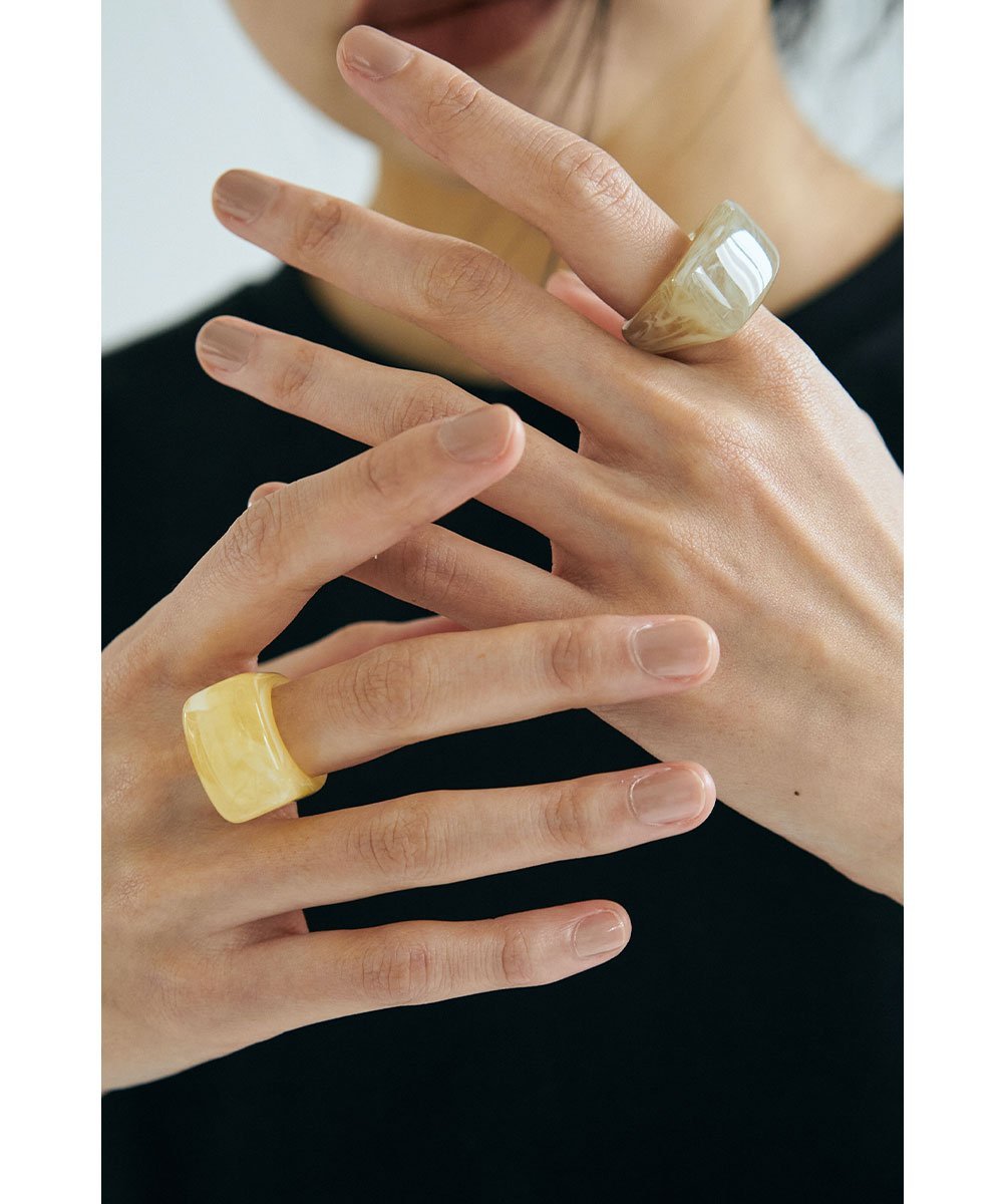 marjour SQUARE TRANSLUCENT RING マージュール アクセサリー・腕時計 リング・指輪 イエロー カーキグリーン