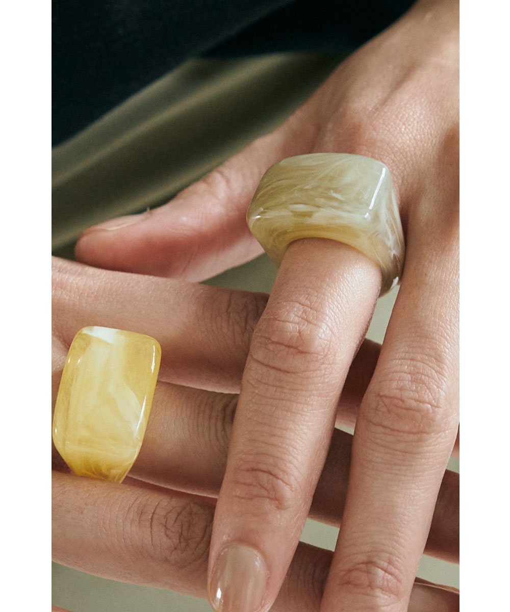 marjour SQUARE TRANSLUCENT RING マージュール アクセサリー・腕時計 リング・指輪 イエロー カーキグリーン