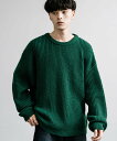 Rocky Monroe オーバーサイズ畦編みクルーニットセーター ロッキーモンロー トップス ニット ホワイト グリーン ブラウン ワインレッド ネイビー