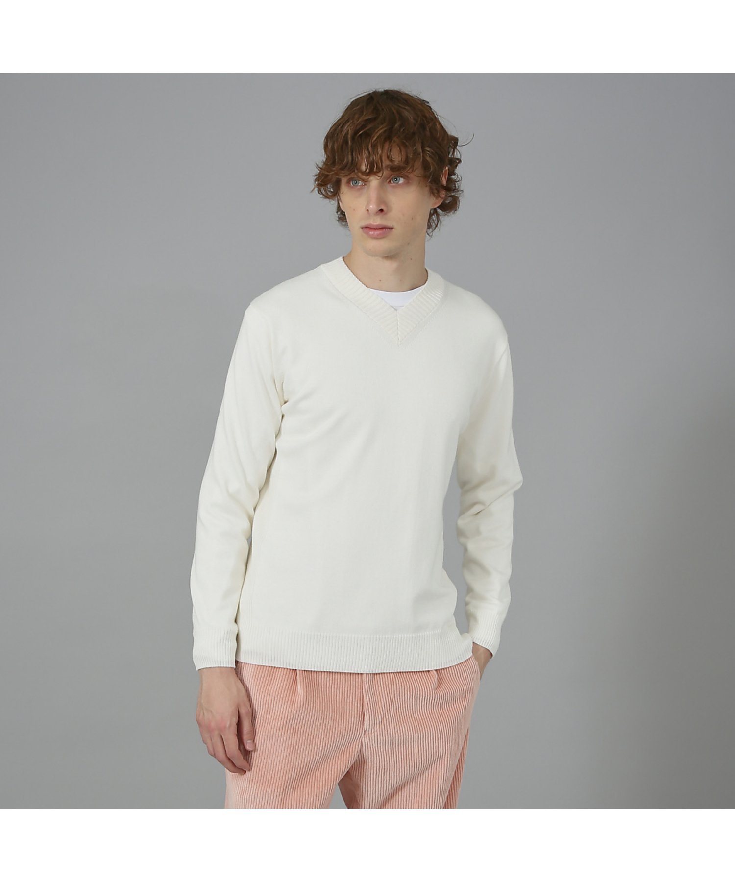 【SALE／30%OFF】DESIGNWORKS 【定番人気】カシミヤタッチ Vネックニット デザインワークス トップス ニット ブラック ホワイト グリーン ベージュ【送料無料】