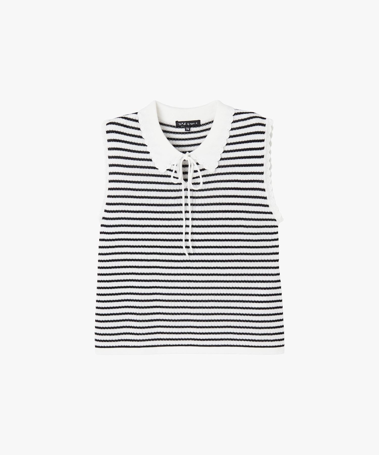 . ボーダーコットン ノースリーブ プルオーバー アニエスベー トップス カットソー・Tシャツ ブラック