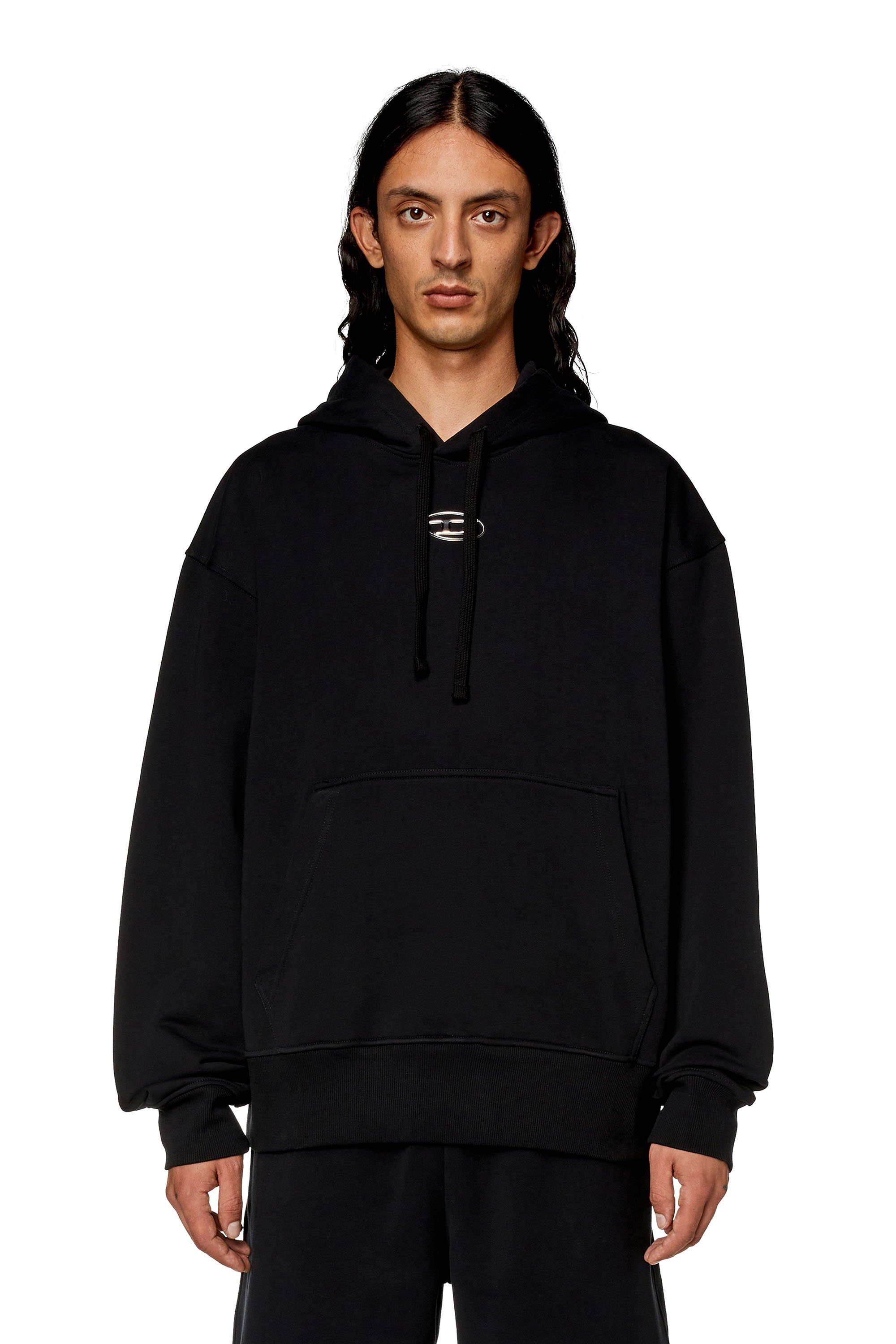 メンズ プルオーバーパーカー S-MACS-HOOD-OD ディーゼル トップス パーカー・フーディー ブラック