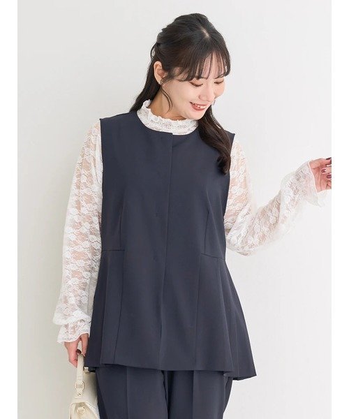 【SALE／20%OFF】Re-J&SUPURE 【接触冷感】【ストレッチツイル】ペプラムベスト リジェイアンドスプル スーツ・フォーマル セットアップスーツ ネイビー ベージュ ブラック【送料無料】