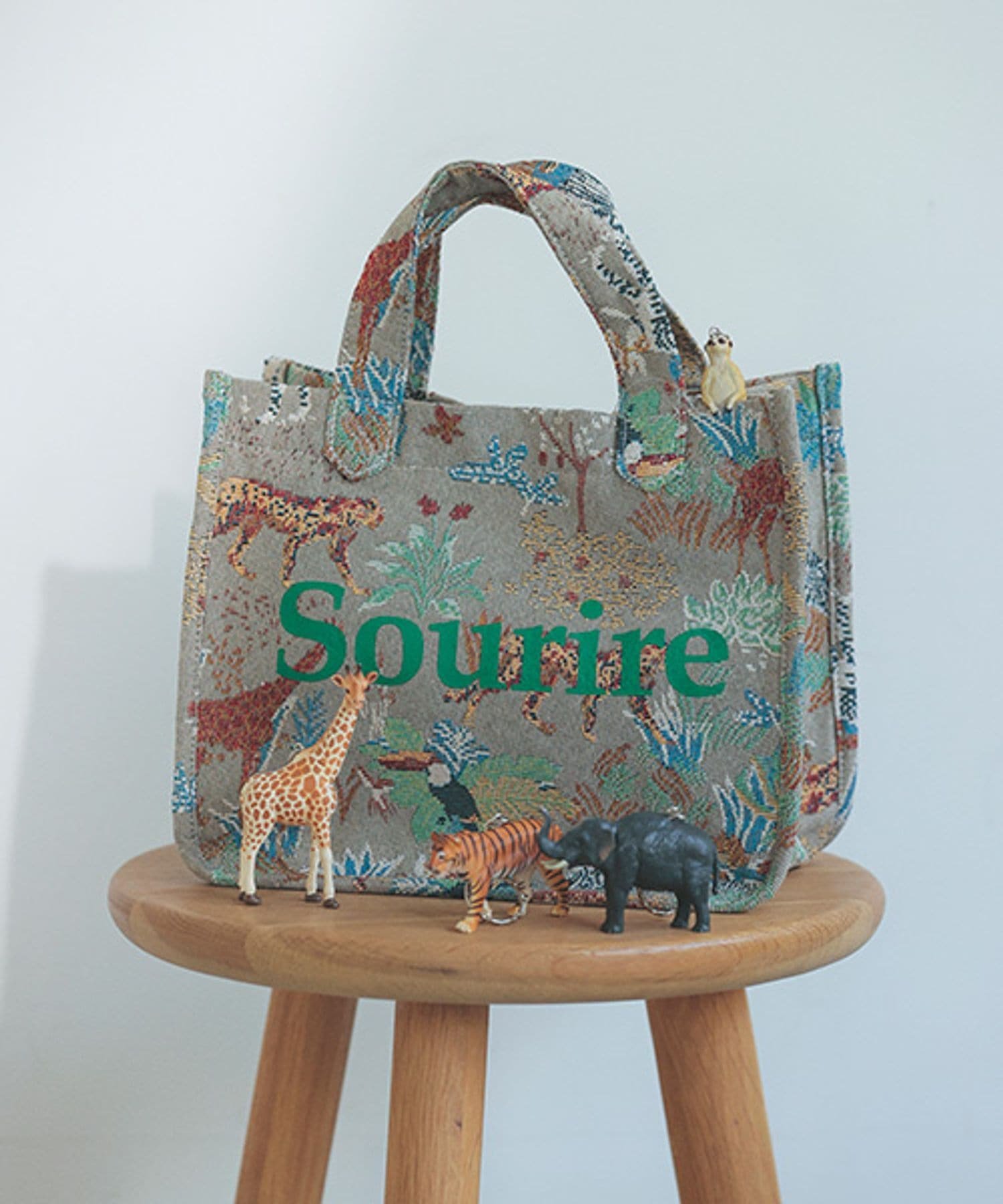 studio CLIP ジャガードトートバッグ S スタディオクリップ バッグ トートバッグ ホワイト ブラウン ブルー ベージュのサムネイル