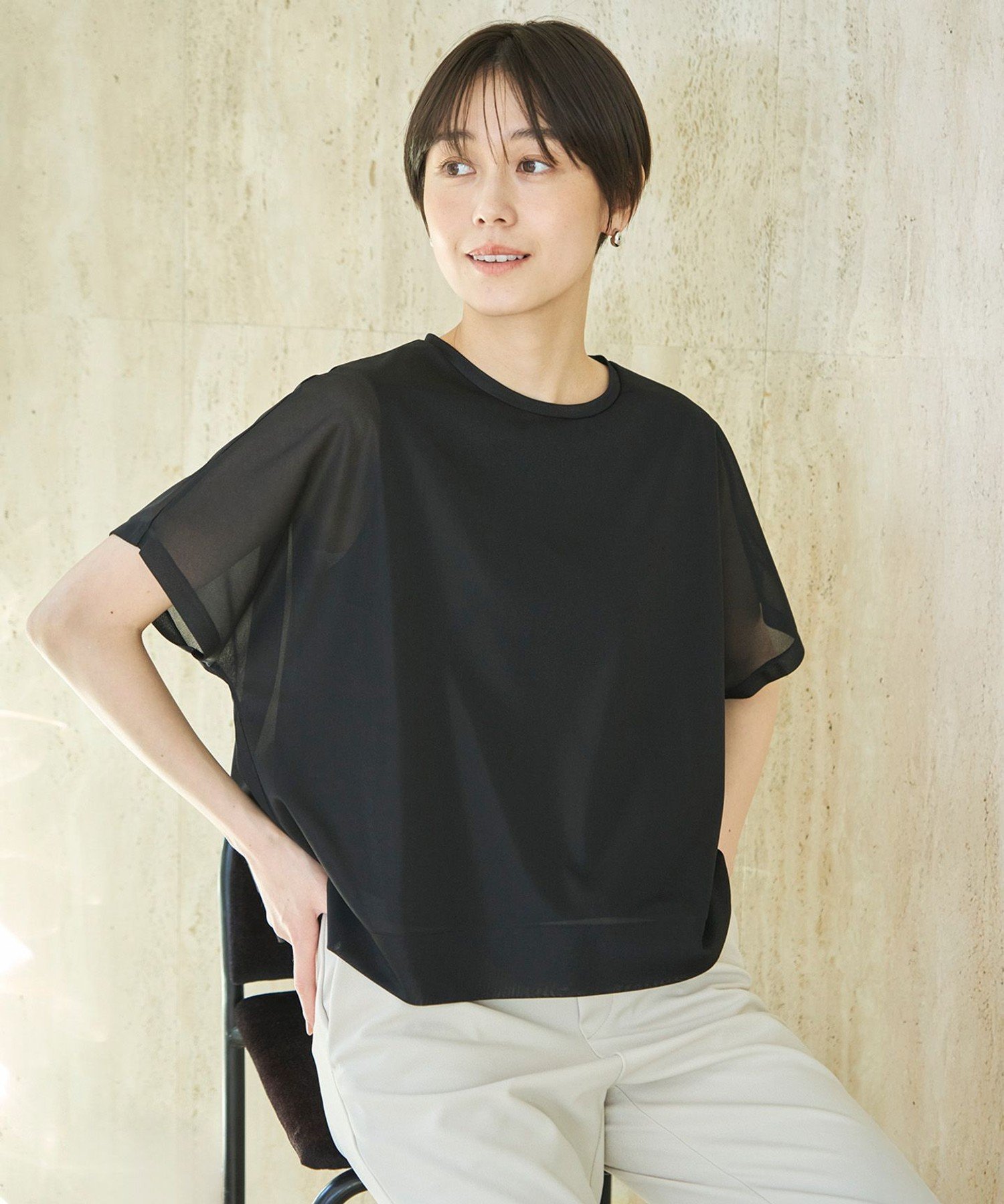 UNFILO シアーレイヤードT アンフィーロ トップス カットソー・Tシャツ ブラウン ブラック ホワイト グリーン