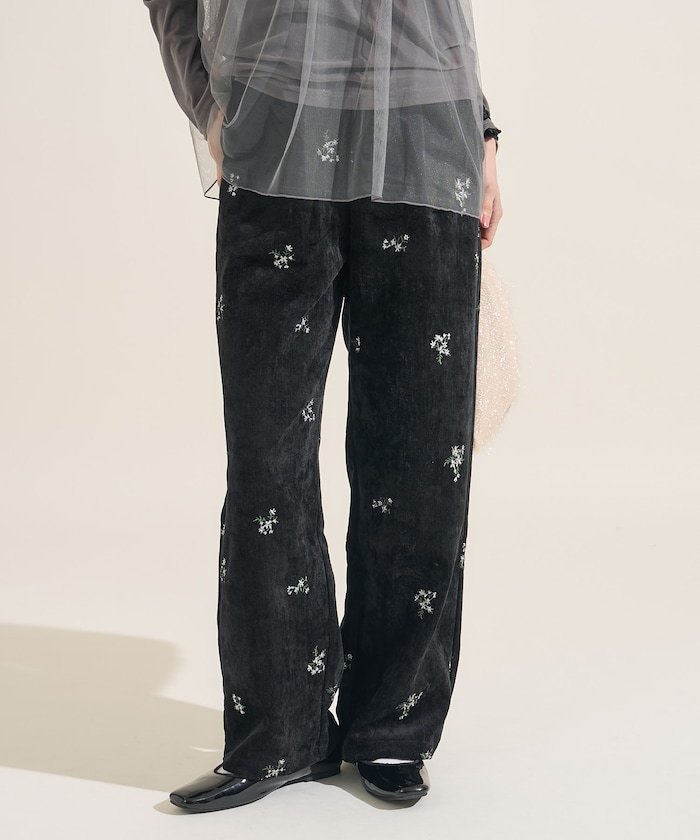 FREAK'S STORE ベロアライク フラット コーデュロイ 小花柄 イージーパンツ＜セットアップ対応＞ 25AW フリークスストア パンツ その他のパンツ ネイビー ブラック ブラウン【送料無料】のサムネイル