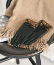 BEAUTY&YOUTH UNITED ARROWS レザー*レオパードスエード コンビ リボン グローブ ビューティー&ユース ユナイテッドアローズ ファッシ...